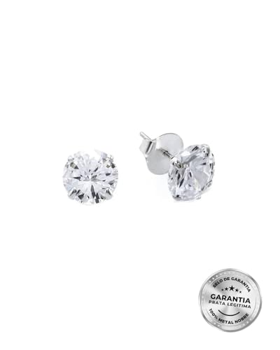 Brinco Ponto de Luz em Prata 925 com Zircônia, Prata Legítima (12mm)