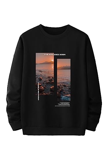COZYEASE Men's Graphic Crewneck Sweatshirts Long Sleeve Casual Sweatshirt Pullover Tops