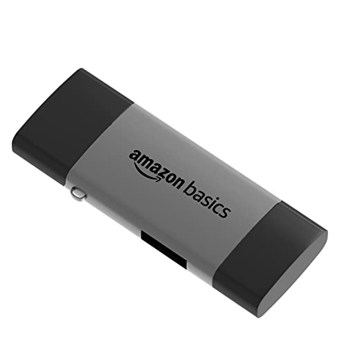 Image of Amazon Basics OTG Card Reader and Hub with Type-C, USB & Micro USB Ports | Portable Memory Card Reader Supports USB Drives, TF, SD, Micro SD, SDHC, SDXC, MMC (Grey)