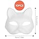 10 Stück DIY Blank Katze Maske, Fuchs Katze weißes Papier Maske, japanische Anime Halbgesicht Katze Maske für DIY gemalt Masken, geeignet für Maskerade, Halloween