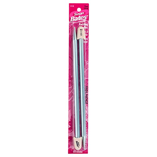 Susan Bates 10-Inch Silvalume Single Point Knitting Needle, 9mm, Blue (11110-13)