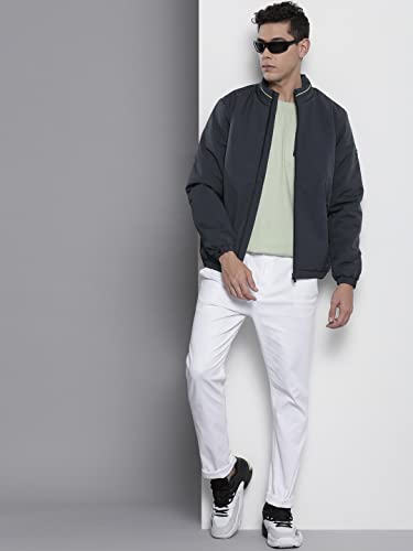 Image of The Indian Garage Co Men Slim Fit Solid Puffer Jackets