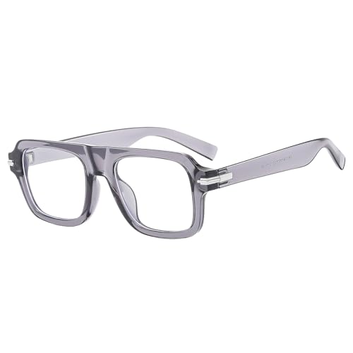 Image of LJCZKA Blue Light Blocking Glasses for Men Women Square Thick Frame Anti Eyestrain Computer Gaming Clear Lens Eyeglasses