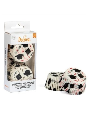 36 Pirottini in carta forno LAUREA per laureato laureata con tocco e pergamena - pirottino decorazione decorativi per Cupcake, muffin, DOLCI - ideale per feste di compleanno, party ecc.