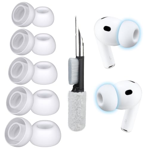 SOPROM 5 Pairs Eartips for AirPods Pro 3 (A3063 & A3064 & A3065) Pro 3rd Gen (2025) | New Ver. Replacement Silicone Earbud Ear Tips with Cleaning Kit (Assorted XXS XS S M L White)