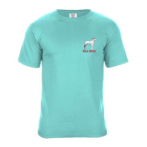 SEA DOG Vintage Graphic T-Shirt Garment Dyed 100% Ringspun Cotton, Relaxed Fit, Printed in USA, Bikini Girl Chasing Tail2