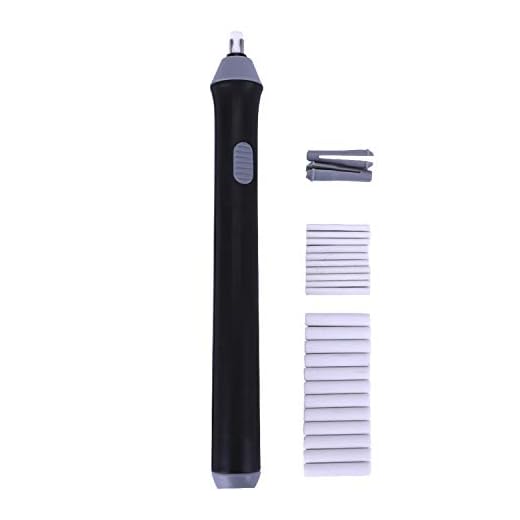 Electric Eraser Kit Battery Operated Eraser Automatic Pencil Eraser with 10 pcs 2.3mm and 12pcs 5mm Rubber Refills for Artist Designers Students Drawing Painting Skechting Drafting