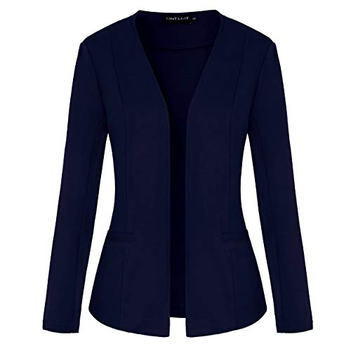 MINTLIMIT Women's Casual Blazers Long Sleeve Open Front Cardigan Work Office Blazers Jacket with Pockets (Navy, Small)