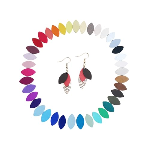 Boucles d'oreilles pendantes feuilles cuir acier inoxydable doré femme