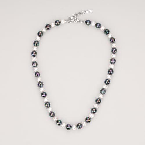 GAVU Black and White Shell Pearl Necklace for Men, Men’s Beaded Necklace - Image 6