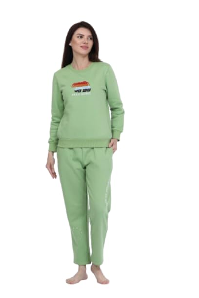 maysixty Women’s Piquant Green Fleece Sweatshirt – Winter Warm Full Sleeve Pullover, Relaxed Fit, Round Neck Cozy Casual Top-picture-19