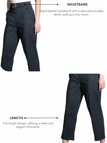 Image of Leriya Fashion Women's Ankle Fit High Rise Trousers High-Waisted Pant| Korean Trousers