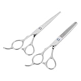ARTIBETTER Forbici da Parrucchiere per Mancini in Acciaio Inossidabile 6 Pollici, Set da 2 Pezzi Forbici Dritte e Dentate, Strumenti per Tagliare i Chioma Adatti a Uso Domestico