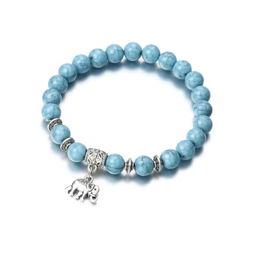 WATIIFUFU Classic Natural Elephant Beaded Stretch Bracelet Unisex Natural Stone Jewelry for Men and Women