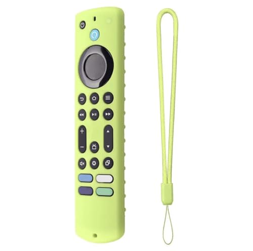 AOMNGBIU Remote Case (Glow in The Dark) for 2023 Firestick 4K Max/Toshiba/Insignia/Pioneer/Omni (QLED) Series Alexa Voice Remote Enhanced w/Lanyard (Fluorescent Green)