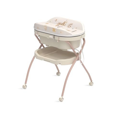Neno Breza – 2-in-1 Baby-Badewanne mit Gestell und Wickeltisch | Klappbar, mobil, mit Ablaufschlauch und Ablage | Bis 15 kg