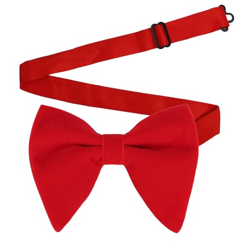 Image of Alizeal Velvet Pre-tied Adjustable Bow Tie for Men Oversize Formal Solid Tuxedo Bowtie