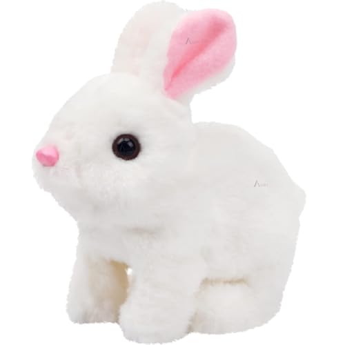 Hopping Walking Bunny Toy with Sounds, Jumping Rabbit Wiggling Ears, Twitching Mouth and Nose, Educational Interactive Bunny Rabbit Toy for Baby Kids