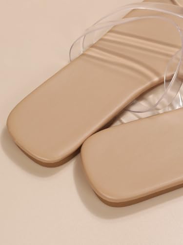 GORGLITTER Women's Clear Sandals Strappy Jelly Flat Slides Dressy Open Toe Cute Vacation Beach Shoes 20253