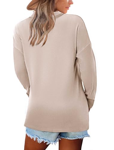 Image of Women's Long Sleeve Tops Fall Shawl Neck Tunic Tops for Leggings Casual Blouse Sweatshirt