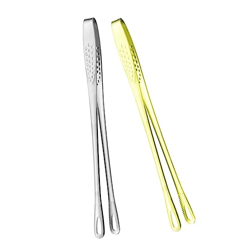 SOLUSTRE 2Pcs Stainless Steel Barbecue Clamps Korean Tongs for Cooking Grilling and Baking Heavy Duty Serving Tongs Dishwasher Safe for Buffets and Outdoor Bbqs