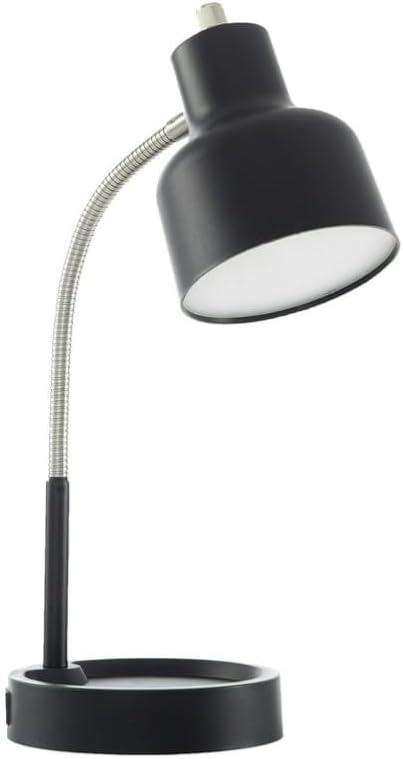 SEDLAV LED Desk Lamp with Catch-All Base & AC Outlet, Matte Black - Illuminate, Organize, and Charge Seamlessly