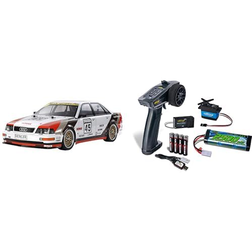 TAMIYA 1:10 RC Modell V8 Tourenwagen (TT-02) + Komplettset Start - ferngesteuertes Auto, RC Fahrzeug, Modellbau, Bausatz zum Zusammenbauen, Hobby, Basteln