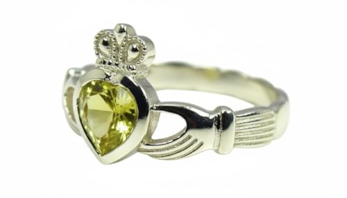 Image of Choose Your Color Natural Gemstone Irish Claddagh Silver Ring Friendship Love 55 Carat Brand Size 5 to 12