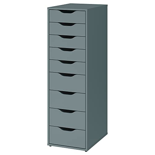 Cajonera ALEX con 9 cajones, 36 x 116 cm, gris-turquesa