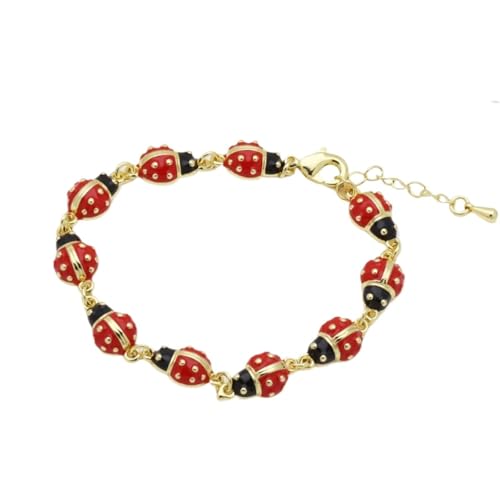 Image of TYATVS Womens Ladybug Bracelet Y2k Lady Bug Bracelets Whimsy Twee Aesthetic 2000s Whimsical Accessories (red-1)
