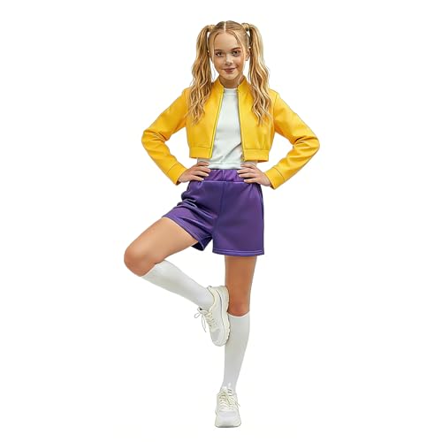 Carreuty Disfraz infantil de estrella del pop para niña, 3 piezas, con chaqueta, chaleco y pantalones cortos, carnaval, Halloween, día del libro mundial, disfraz para niñas