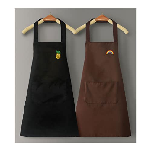 Lingula Apron with Pockets Fashion Apron Home Kitchen Waiter Restaurant Cafe Work Apron Length Adjustable Women's Apron (2 Pieces) Cooking Aprons (Color : C)