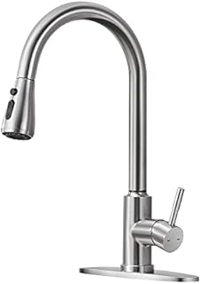 ARRISEA Touchless Feature Kitchen Faucet with Pull Down Sprayer, Hand-Free Activated Sink Faucet with Smart Mode and Deck Plate, Brushed Nickel Stainless Steel Farmhouse Sink Faucet