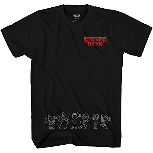 Stranger Things Code Red Team Up Adult Tee Graphic T-Shirt for Men Tshirt (Black, Medium, m)