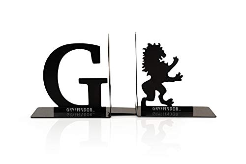 Harry Potter Metal Bookends - Black Hogwarts House Gryffindor Diecast Design - Decorative