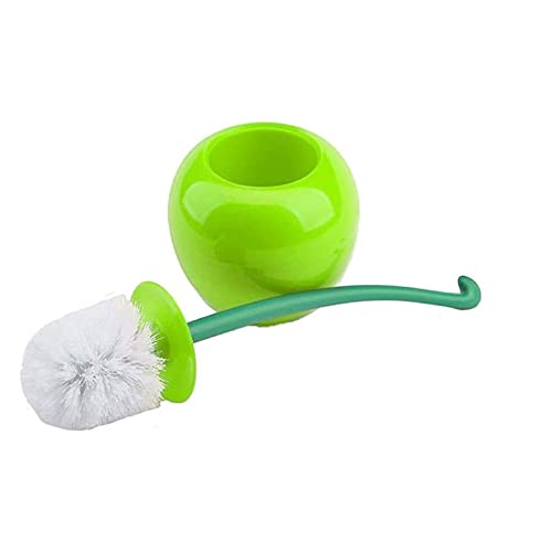 HELOVS Cherry Shaped Toilet Brush Holder Set Bathroom Cleaning Kit Cleaner with Base Lavatory Toilet Brush Home Bathroom Accessories (Green)