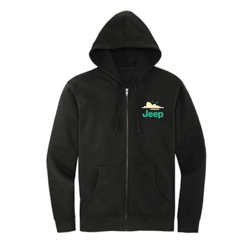 Jeep Dunes Full Zip Hoodie for Men – Black Cotton Blend Fleece Grille & Desert Graphic – Officially Licensed2
