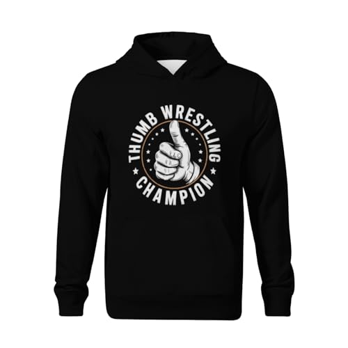 Kids Thumb Wrestling Champion Funny Useless Talent Boys Girls Lightweight Kangaroo Pocket Fleece Hoodies2