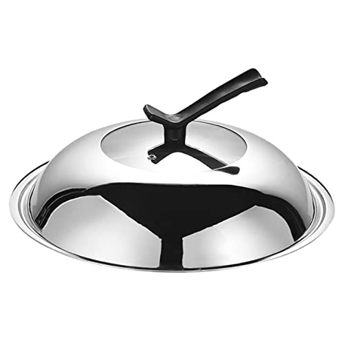 Toyvian Tapa para Sartén de Acero Inoxidable con Diseño Visible Tapa Resistente Derrames para Cocina Doméstica con Asa Aislante y Ventilación Antisalpicaduras