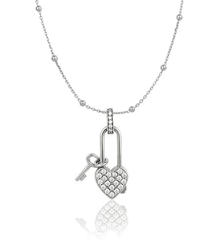 Collier Keylove Open my heart pendentif cœur argent 925 rhodié et zircone cubique 9910