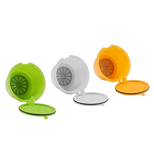 Capsules de café, 3 dosettes filtrantes réutilisables Tendlife rechargeables 3 couleurs, remplies de capsules de café compatibles pour machines à café Dolce Gusto Cover