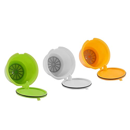 Capsule di caffè riutilizzabili Cialde, SUNASQ 3PCS / Pack Tazze con filtro da caffè ricaricabili colorate per Dolce Gusto Nescafè Genio Piccolo Esperta Circolo