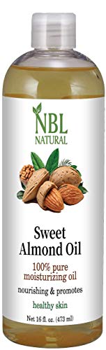 NBL Natural Almond Oil (Large 16 oz) Sweet Almond Oil for Skin or Almond Oil for Hair the Perfect Natural Body Oil for Women Great as Unscented Massage Oil 473 ML