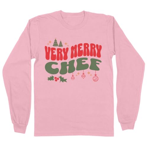 Very Merry Chef Long Sleeve Shirt Unisex 4X-Large Pink