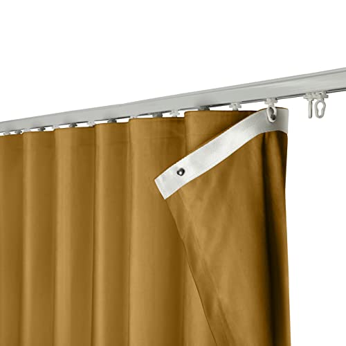 ChadMade 216Wx84L Inches Ripple Fold Drapery Blackout Two Layers Velvet Curtain Room Divider, Work with Special LORA Track Set, Wheat - 1 Panel, Leon Collection