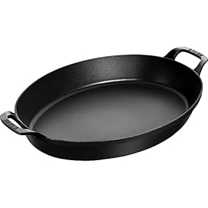 Staub Cast Iron 14.5-inch X 11.2-inch Oval Baking Dish – Matte Black, Made in France