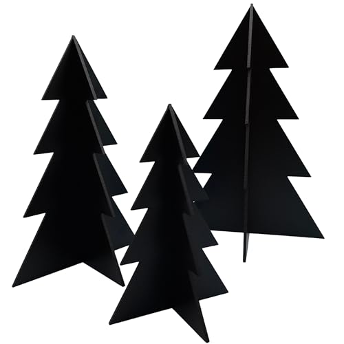 Deko-Weihnachtsbäume 3er-Set aus Holzdekor – Steckbäume zum...