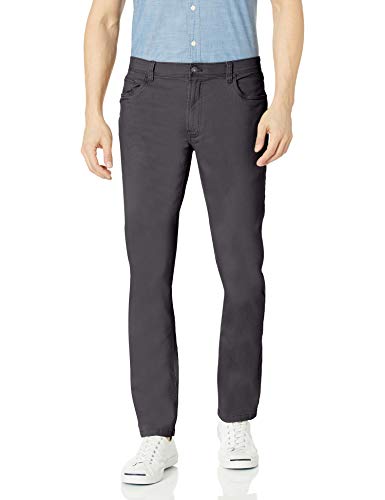Van Heusen Men's Never Tuck Slim Fit Stretch 5 Pocket Pant, Asphalt, 30W X 30L