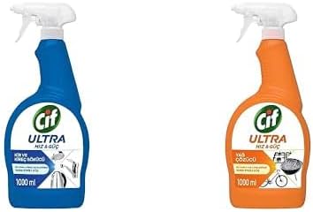 Cif ultra hız temizlik spreyi seti (Kir sökücü ve yağ çözücü, 2 x 1000 ml)