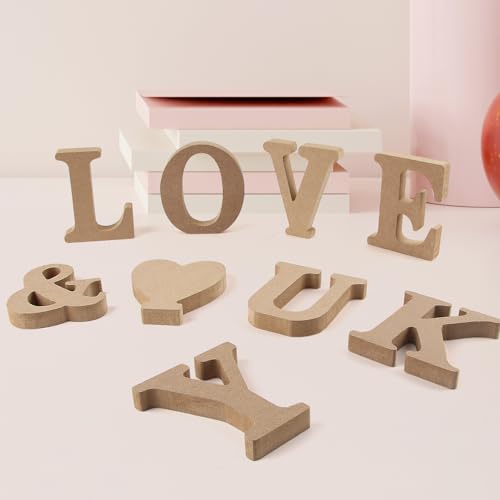 SilverChry Stehende Holzbuchstaben, Holzbuchstaben Deko - DIY Holz Buchstaben groß - Home Schriftzug, Unbehandelte Holzdekorationen für Zuhause, Wand, Party (L)